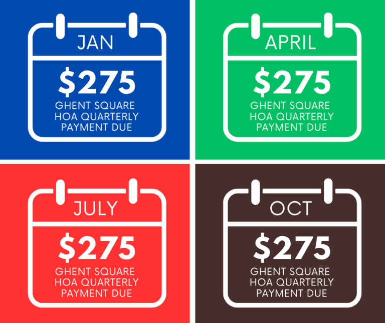 adjust quarterly HOA payments to $275